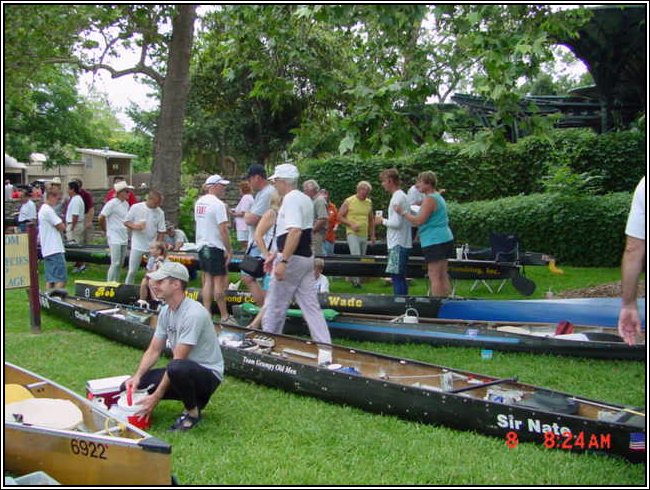 Pre-race preparations at Aquarena Springs in San Marcos