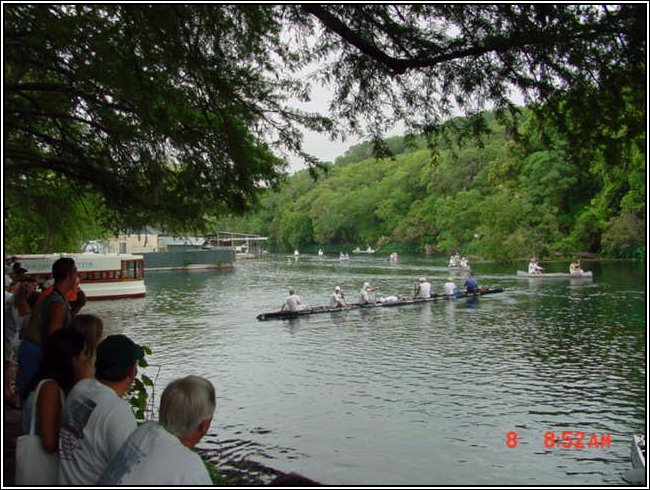 Pre-race warm-up at Aquarena Springs in San Marcos