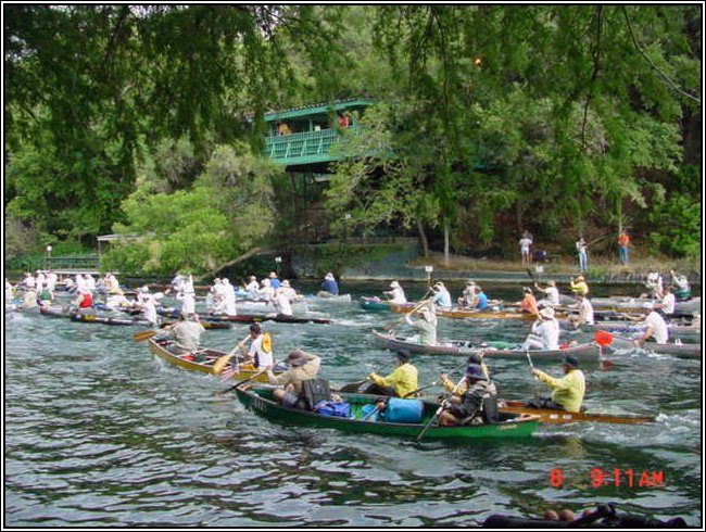 Aerating the water in the San Marcos River at Aquarena Springs