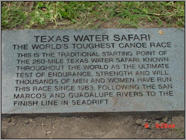 Texas Water Safari Historical Marker at Aquarena Springs in San Marcos