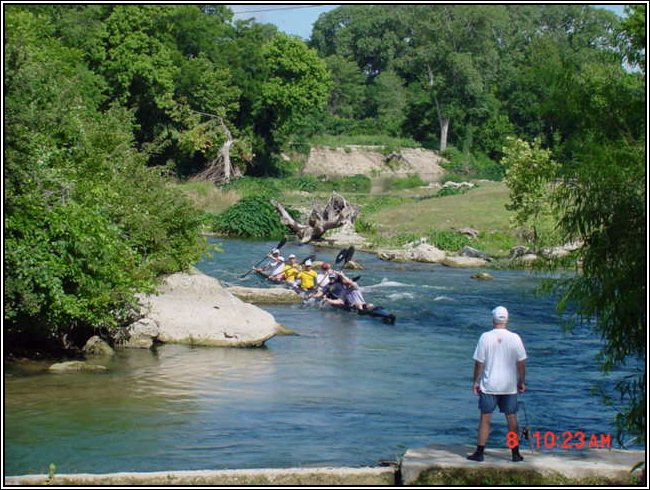 The first boat enters Cottonseed Rapid