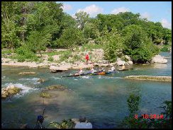 Past the old dam and into the rock garden at Cottonseed Rapid