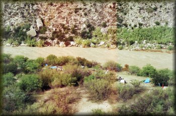 Looking down on our Hot Springs campsite in Mexico