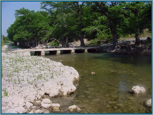 Rebecca Creek Crossing at normal water level in 2001