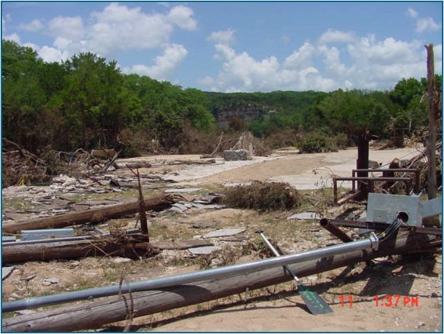 Whitewater Sports' facilities were reduced to debris by the floodwaters