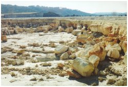 Limestone cut by flood waters